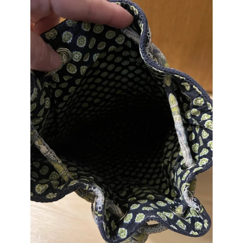 Vera Bradley Cambridge‎ Cinch Quilted Drawstring Backpack Bag Purse Tote Blue